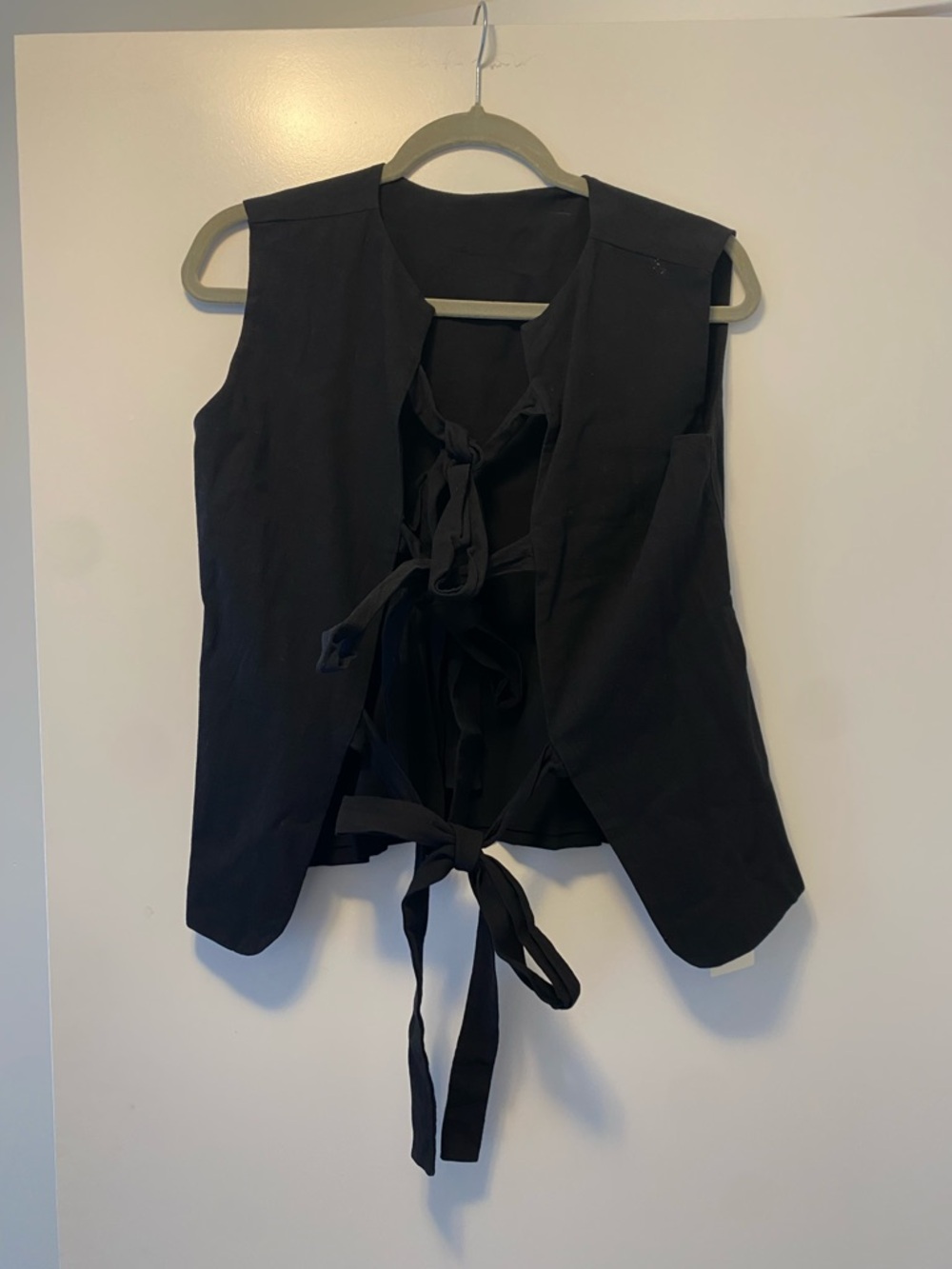 Black Tie-Front Sleeveless Vest